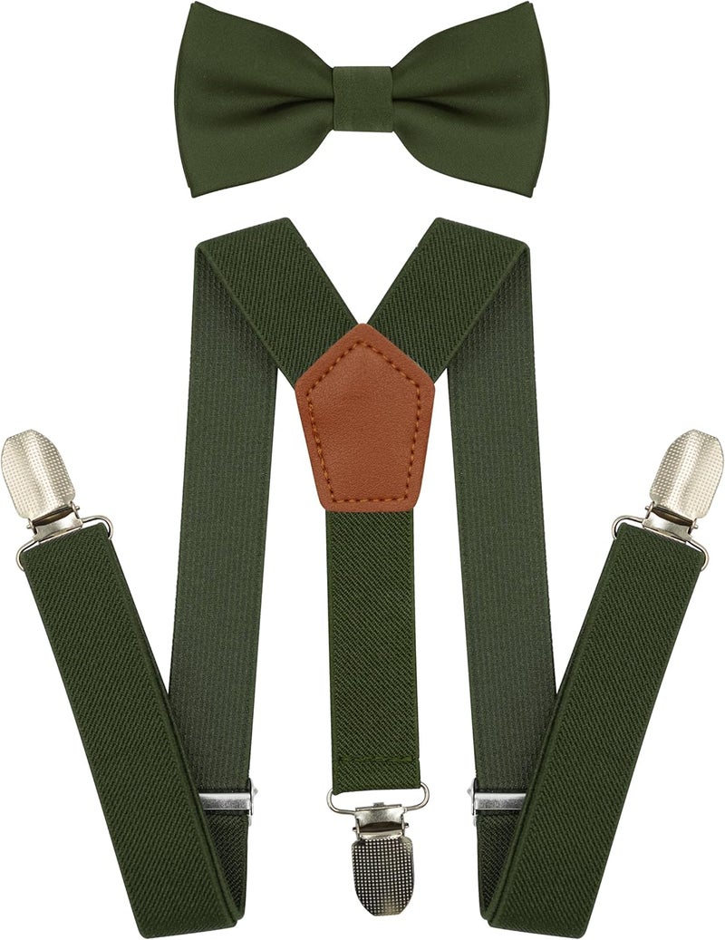 BEWDIO Adjustable Baby Boy Suspenders and Bow Tie, Pre-tied Kids Bowtie and Elastic Suspenders with 4 Strong Metal Clips - Image 1